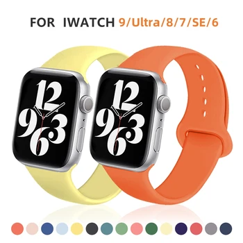 Силиконовый ремешок для Apple Watch, Спортивный браслет, iWatch серии 8, 7, 6,5, 4, 3, SE, 9 Ultra 2, 44 мм, 45 мм, 40 мм, 41 мм, 42-38 мм, 45 мм