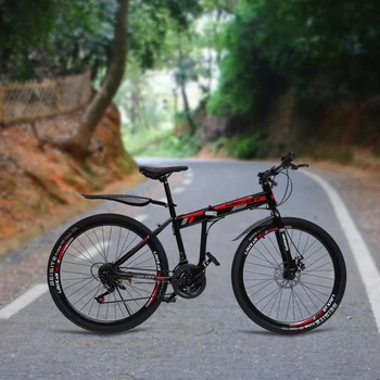 Складное колесо для горного велосипеда со спицами, 26 дюймов, 21 скорость, Черный, красный