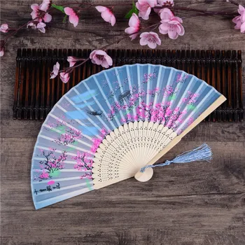 Складной веер Cherry Blossom, изготовленный из полиэстера и бамбука, идеальный подарок на свадьбу, летний аксессуар