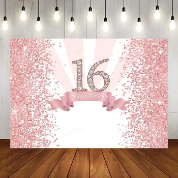 Сладкий 16-й День Рождения Девушки Розово-Золотой Фон Украшения Для Фотосъемки Suppiles Фон Баннер Плакат Принц Принцесса