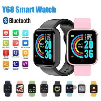 Смарт-часы Y68 Для мужчин и женщин, пульсометр, спортивный фитнес-трекер, Детские часы, умные часы D20 для Android IOS, смарт-часы