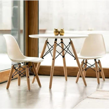 Современный белый столовый гарнитур, круглый стол с двумя (2) Легко моющимися стульями из ABS, Максимальная вместимость (330 фунтов) - Более безопасная высота стула