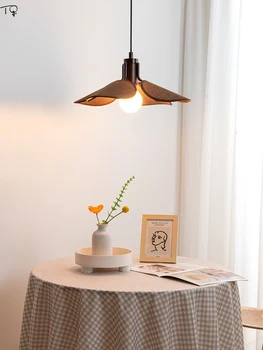 Средневековый японский Ваби-саби, винтажные четырехстворчатые подвесные светильники LED E27, Кухонный остров, Ресторан, Кабинет, Домашняя кофейня, Спальня