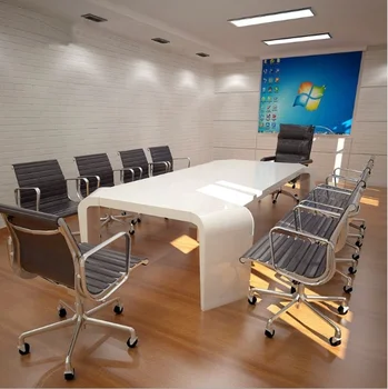 Стол для совещаний Calacatta с белой мраморной столешницей глянцевый офисный стол для совещаний