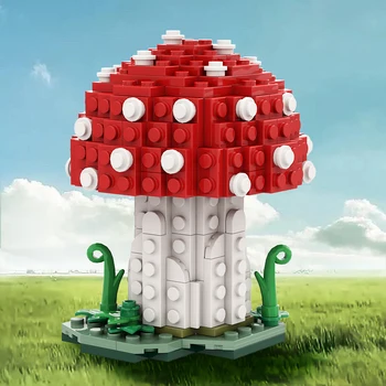 Творчество Gobricks MOC Модель гриба Amanita Muscaria Набор строительных блоков Детская Семейная игра-головоломка Обучающая Кирпичная Игрушка в подарок