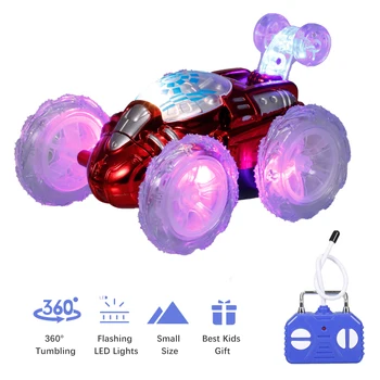 Трюковая машинка с дистанционным управлением Радиоуправляемая машинка Игрушка с мигающими светодиодными огнями 360 ° для детей Мальчиков девочек