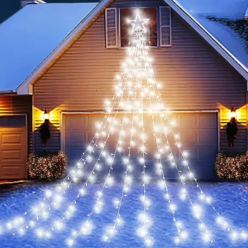 Уличная Рождественская звезда Водопад 9X3.5M 350LED Рождественская елка Сосулька Свет Солнечная Гирлянда Свет для праздничного декора елки