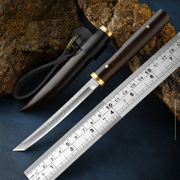 Уличный нож из Дамасской стали Мини Портативный Нож для самообороны Походный Мясоедческий нож