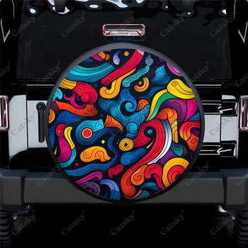 Универсальный чехол для шин запасного колеса из полиэстера психоделических абстрактных цветов, изготовленные на заказ чехлы для шин для прицепов RV, внедорожников, грузовиков, кемперов