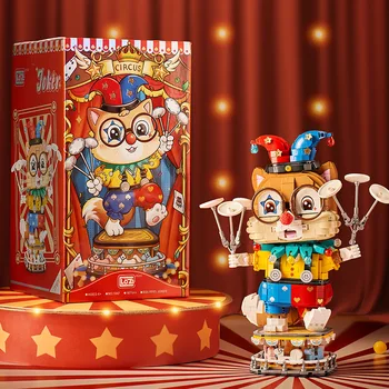Фигурки Белки-клоуна Kawaii, Микро Строительные блоки, Милая 3D модель циркового представления, Мини-кирпичные Игрушки для детей, Рождественский подарок