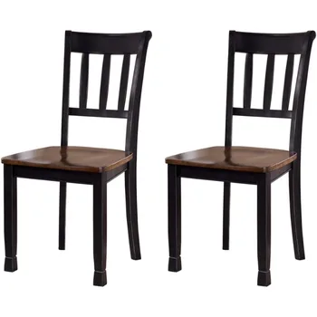 Фирменный дизайн Ashley Owingsville, стул для столовой в современном фермерском доме, 2 шт., черный и коричневый