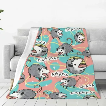 Флисовые одеяла с рисунком опоссума с рисунком животного Опоссума на заказ для домашнего гостиничного дивана 200x150 см, плюшевое тонкое одеяло