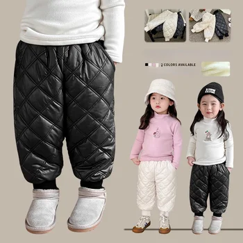 Флисовые штаны для маленьких девочек, утепленные теплые спортивные штаны, сетчатые брюки для малышей, осенне-зимняя детская одежда-карго