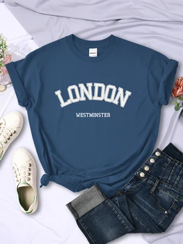 Футболка с надписью London Westminster Street, женский летний дышащий укороченный топ, повседневная спортивная футболка, одежда для пота, крутая мягкая футболка, женская