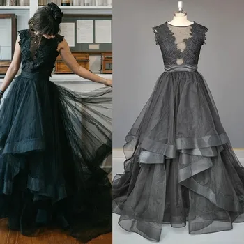Черное свадебное платье в стиле бохо с V-образным вырезом, кружевные аппликации, пляжное платье невесты с открытой спиной Robe de Mariée