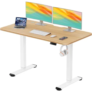 Электрический письменный стол 48 x 24 дюйма, регулируемый по высоте письменный стол с контроллером памяти, Регулируемые столы для домашнего офиса