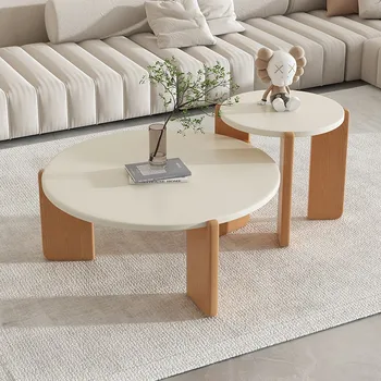 Эстетичный Простой Деревянный журнальный столик в скандинавском стиле, Маленький Гламурный дизайн, Белый журнальный столик для гостиной, Современная вспомогательная мебель Mesa