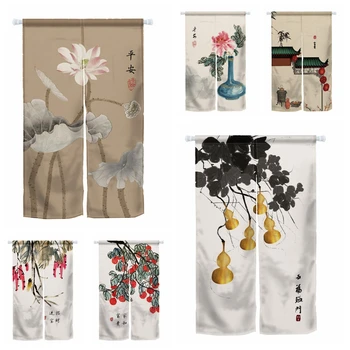 Японская занавеска для раздельной двери, Растение-фонарь, Полиэфирные Занавески для кухни, Перегородка для ванной комнаты, Китайская Кои