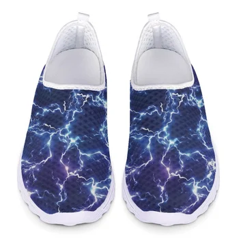 חדש כחול ברקים עיצוב קל משקל לנשימה רשת נעלי קיץ נעלי הליכה נוחות רך להחליק על נעליים